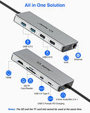 TOTU 12 IN 1 SURFACE PRO DOCKING STATION WITH 4K HDMI ETHERNET VGA 92W PD GREY Like New