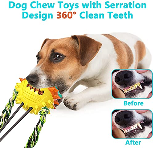 Pet Dog Silicone Molar Toy,Dog Rope Ball Pull Toy Sucker Multifunctional - Like New