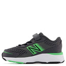 NEW BALANCE KIDS' 680 V6 HOOK, LOOP SHOE - MAGNET/VIBRANT SPRING/BLACK - SIZE 8 - Like New