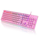 RisoPhy Mechanical RGB 104 Keys Ultra-Slim Backlit Wired Keyboard PC305A - PINK - Like New