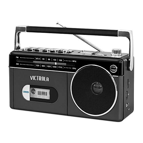 VICTROLA BLUETOOTH BOOMBOX CASSETTE PLAYER AM/FM RADIO - GREY - Like New