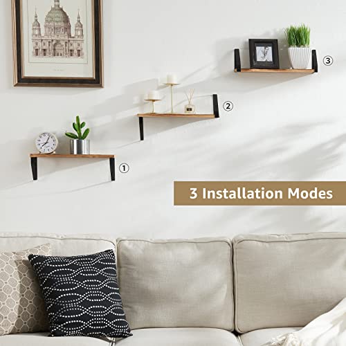 TFER FLOATING WALL SHELVES FOR BEDROOM/BATHROOM, SET OF 3 - NATURAL WOOD COLOR Like New