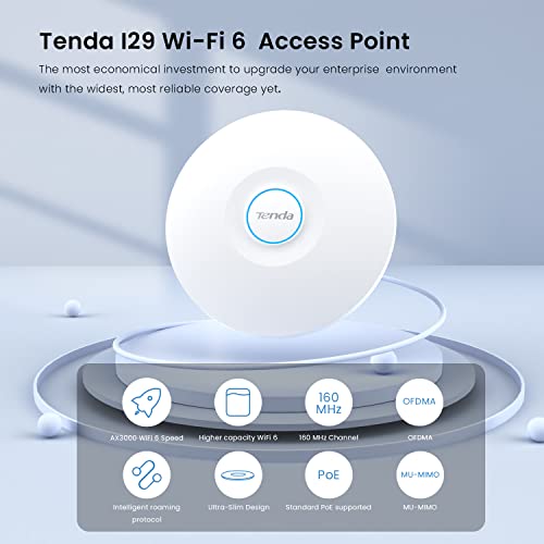 TENDA WIFI 6 AX3000 DUAL BAND GIGABIT LONG-RANGE CEILING MOUNT ACCESS POINT Like New