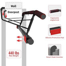 IRON AGE PULL UP BAR FOR DOORWAY, ENHANCED SMART HOOK ANGLED GRIP - BLACK/RED - Like New