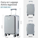 Hanke 20" Carry On Luggage Front Pocket Aluminum Frame Hard Shell - Gray Like New