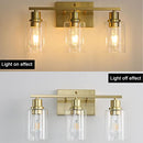 3-Lights Gold Bathroom Light Fixture, Brushed Brass Vanity Light Like New