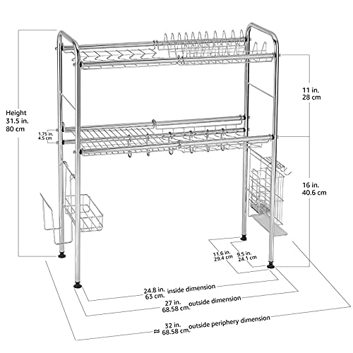 AMAZON BASICS 26-INCH OVER THE SINK 2-TIER DISH DRYING RACK AB-KA500 Like New