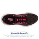 BROOKS WOMEN’S GLYCERIN 20 STEALTHFIT RUNNING SHOE BLACK/BLACKENED/DIVA PINK 6.5 - Like New