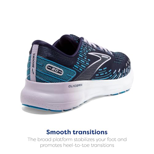 BROOKS WOMEN'S GLYCERIN 20 NEUTRAL RUNNING SHOE PEACOAT/OCEAN/PASTEL LILAC 9.5 - Like New