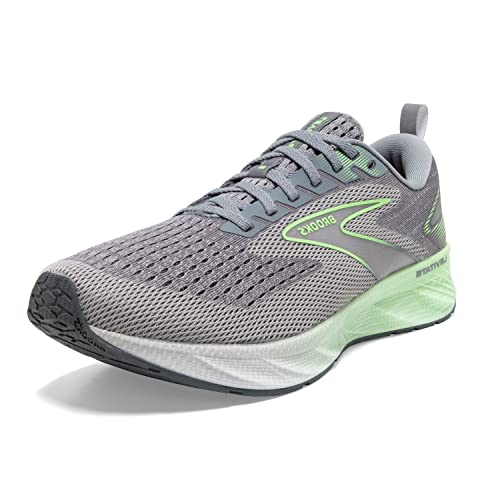 1103951D312 BROOKS MEN LEVITATE 6 NEUTRAL SHOE, PRIMER GRAY/NEON GREEN, SIZE 10 Like New