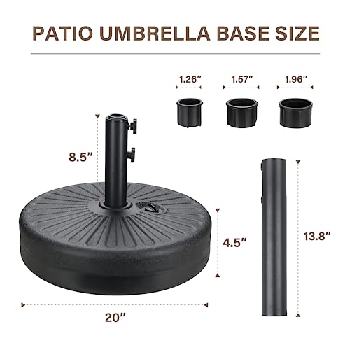 YSSOA 2 PACK 20" 50LBS CAPACITY FILLABLE UMBRELLA ROUND BASE HEAVY DUTY - BLACK Like New