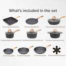 JEETEE POTS PANS SET NONSTICK 23PCS COOKWARE SETS YSET9 - GRAY GRANITE Brand New