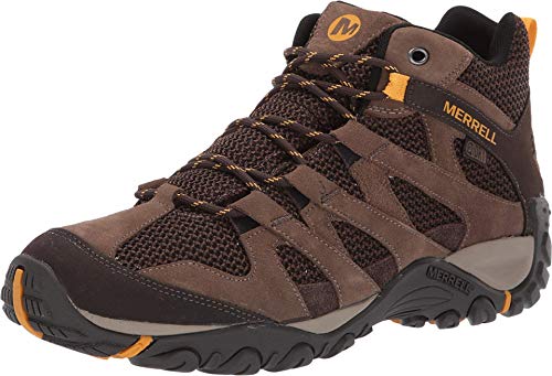 J48535 MERRELL MEN ALVERSTONE MID WATERPROOF HIKING BOOTS MERRELL STONE SIZE 11 - Like New