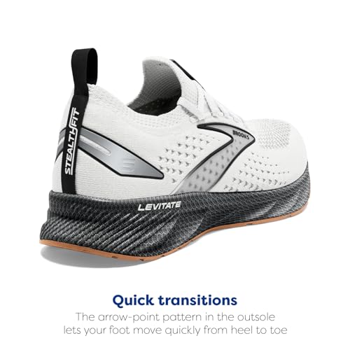 BROOKS MEN’S LEVITATE STEALTHFIT 6 NEUTRAL RUNNING SHOE - WHITE/BLACK - SIZE 9 - Like New
