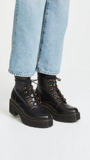 22601001 Dr. Martens Leona 7-Eye Hiker Boot VINTAGE SMOOTH WOMEN BLACK SIZE 9 - Like New