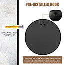 BEAUTYPEAK 16 INCH ROUND MIRROR, BLACK METAL FRAME CIRCLE MIRROR - BLACK - Like New