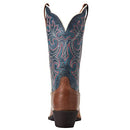 10040446 ARIAT WOMEN ROUND UP SQUARE TOE WESTERN COWBOY BOOT BROWN/BLUE SIZE 7 Like New