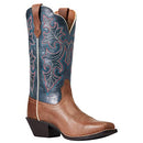 10040446 ARIAT WOMEN ROUND UP SQUARE TOE WESTERN COWBOY BOOT BROWN/BLUE SIZE 7 Like New