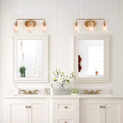 KSANA Gold Vanity Lights, 3-Light Modern Bathroom Light Fixture Like New