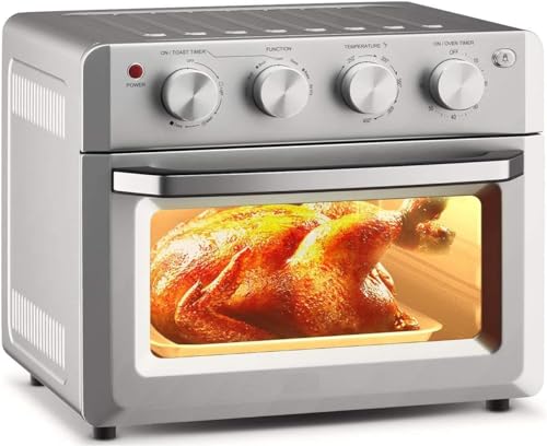 Rainfally 19QT 1550W Air Fryer Toaster Oven Combo, 7-in-1 Countertop Oven Silver Like New