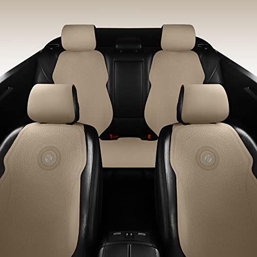 Tapha Luxury Suede Leather Universal Car Seat Cover 5Pcs, TAP-01MAD-B2 - Beige Like New