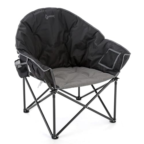 ARROWHEAD OUTDOOR OVERSIZED HEAVY-DUTY CLUB FOLDING CAMPING CHAIR Charcoal Black Like New