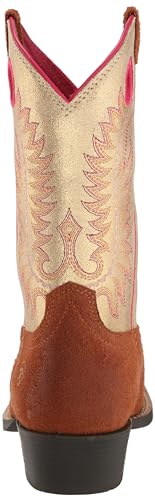 ARIAT WESTERN BOOT UNISEX BIG KID TERRACOTTA ROUGHOUT/ROYAL GOLD METALLIC SIZE13 Like New