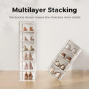 PINKPUM Shoe Organizer Storage Boxes, Plastic Stackable, L-12P - WHITE/CLEAR Like New