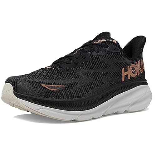 Hoka Women's Clifton 9 Sneaker - Black/Rose Gold - Size 6 - Like New