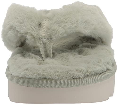 1118580 KOOKABURRA BY UGG FURR-EE FAUX FUR THONG SANDALS SIZE 11, Desert SAGE - Like New