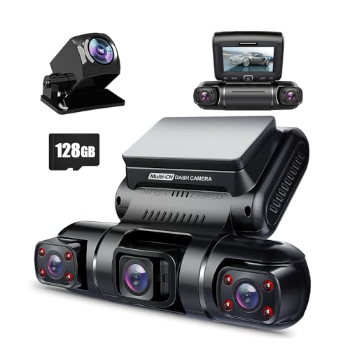 PRUVEEO 360 DEGREE VIEW 4 CHANNEL DASH CAM FRONT REAR INSIDE LEFT RIGHT - BLACK Like New