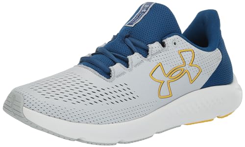 3026518 UNDER ARMOUR Men's Charged Pursuit 3 Big Logo Gray/Blue/Gold Size 11.5 Like New