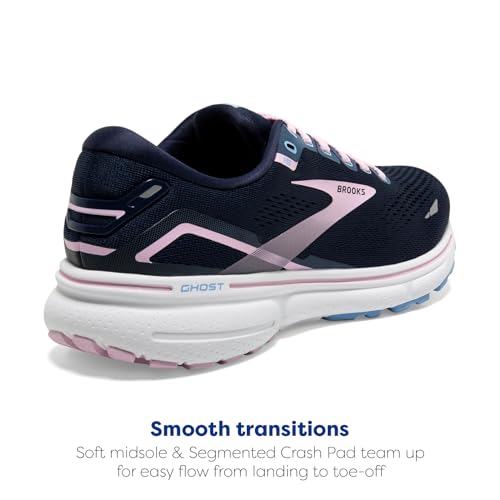 BROOKS WOMEN'S GHOST 15 NEUTRAL RUNNING SHOE - PEACOAT/PINK/OPEN AIR - SIZE 11 - Like New