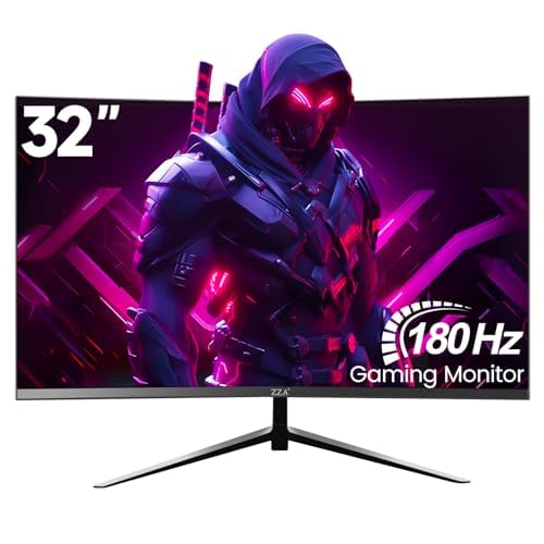 ZZA 32-Inch QHD Curved Gaming Monitor 165Hz/180Hz FreeSync, G-Sync - Black Like New