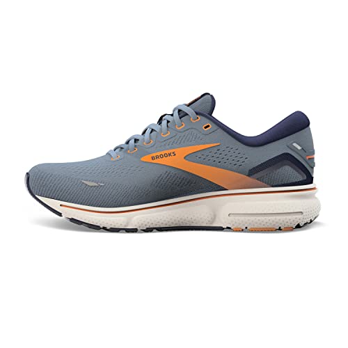1103931D417 BROOKS MEN GHOST 15 SHOE FLINTSTONE/PEACOAT/ORANGE POP SIZE 9 - Like New