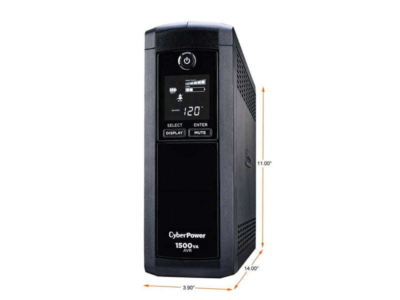 CyberPower CP1500AVRLCD Intelligent LCD UPS System, 1500VA/900W, 12 Outlets