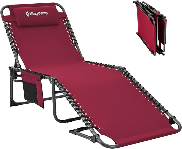 KINGCAMP PORTABLE CHAIR 4 FOLD FOLDING LIGHTWEIGHT HEAVY DUTY FOR GARDEN - WINE Like New