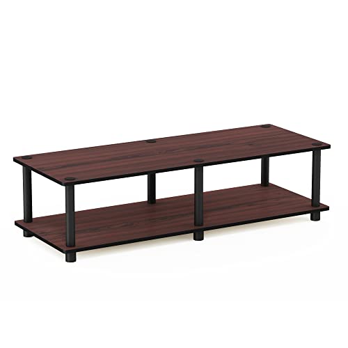 FURINNO Just No Tools Wide TV Stand - Black Tube/Dark Cherry Finish - Like New