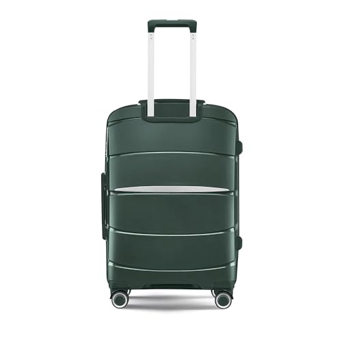 Fancial Expandable Luggage with Spinner Wheels, Green, Checked-Medium 24-Inch - Like New