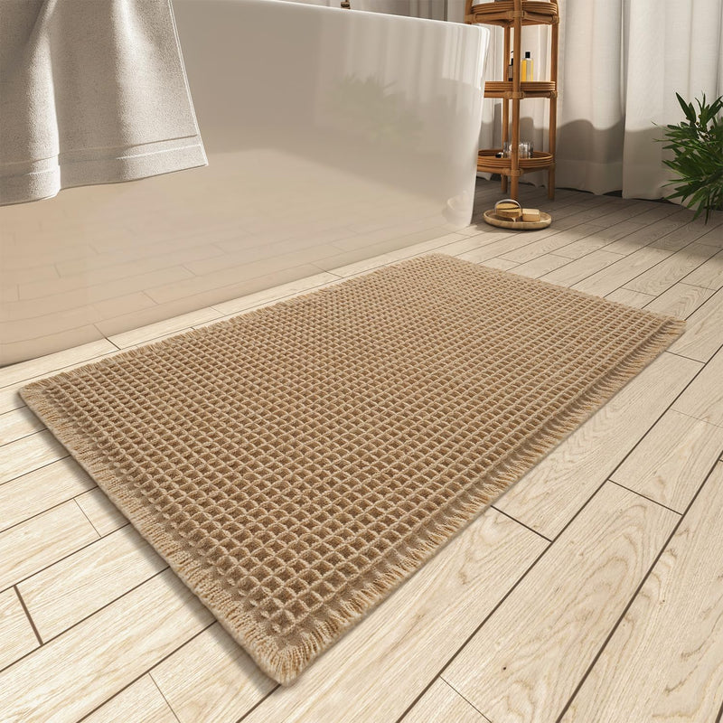 GENERIC UPGRADED WAFFLE BATH MAT, SUPER ABSORBENT NON SLIP BATH MATS 18 x 30 - Like New