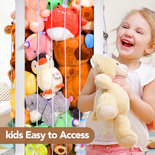 ONHEAR WOOD STUFFED ANIMAL STORAGE WHITE FN006A - Like New