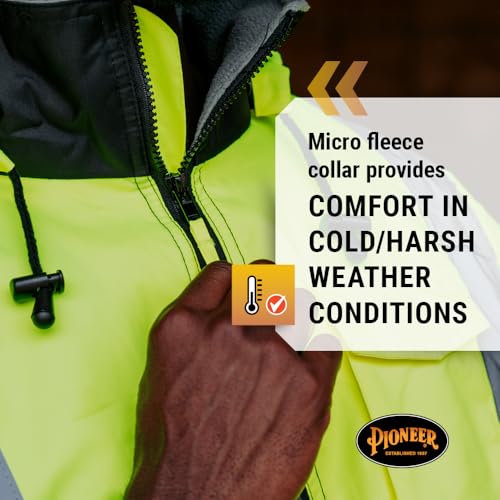PIONEER HI VIS BOMBER MEN WATERPROOF REFLECTIVE ANSI CLASS 3 WINTER RAIN JACKET - Brand New