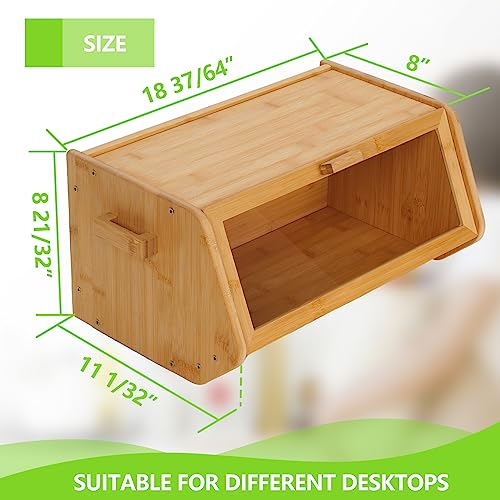 AMBIRD Bamboo Bread Box, Wooden Bread Storage Container CBBNA001USAM06 Tan Like New