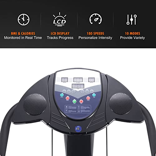 ZELUS 2000W VIBRATION PLATE EXERCISE MACHINE FULL-BODY - BLACK - Like New