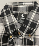 BLACK HORSE MEN'S L WOVEN PLAID SHIRT - BLACK AND WHITE MENS - BLACK AND WHITE - Brand New