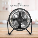 HOLMES 4" MINI HIGH-VELOCITY PERSONAL DESK FAN, 32510028, 4 BLADES, 360° - BLACK - Like New