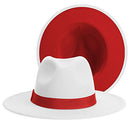 SAJUZEN WOMENS & MENS FEDORA HATS, WIDE BRIM , SIZE: L/XL - WHITE/RED - Like New