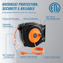VEVOR RETRACTABLE EXTENSION CORD REEL, 30 FT, HEAVY DUTY, NAE-B10 - BLACK/ORANGE - Like New
