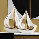 Modern Art Decoration Statue,Sailing Ship Decoration Sculpture WhiteMiddle - Like New