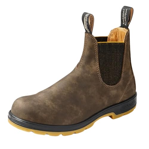 587-M BLUNDSTONE CLASSIC CHELSEA BOOTS UNISEX RUSTIC BROWN/BLACK M8.5 WOMEN 10.5 - Like New